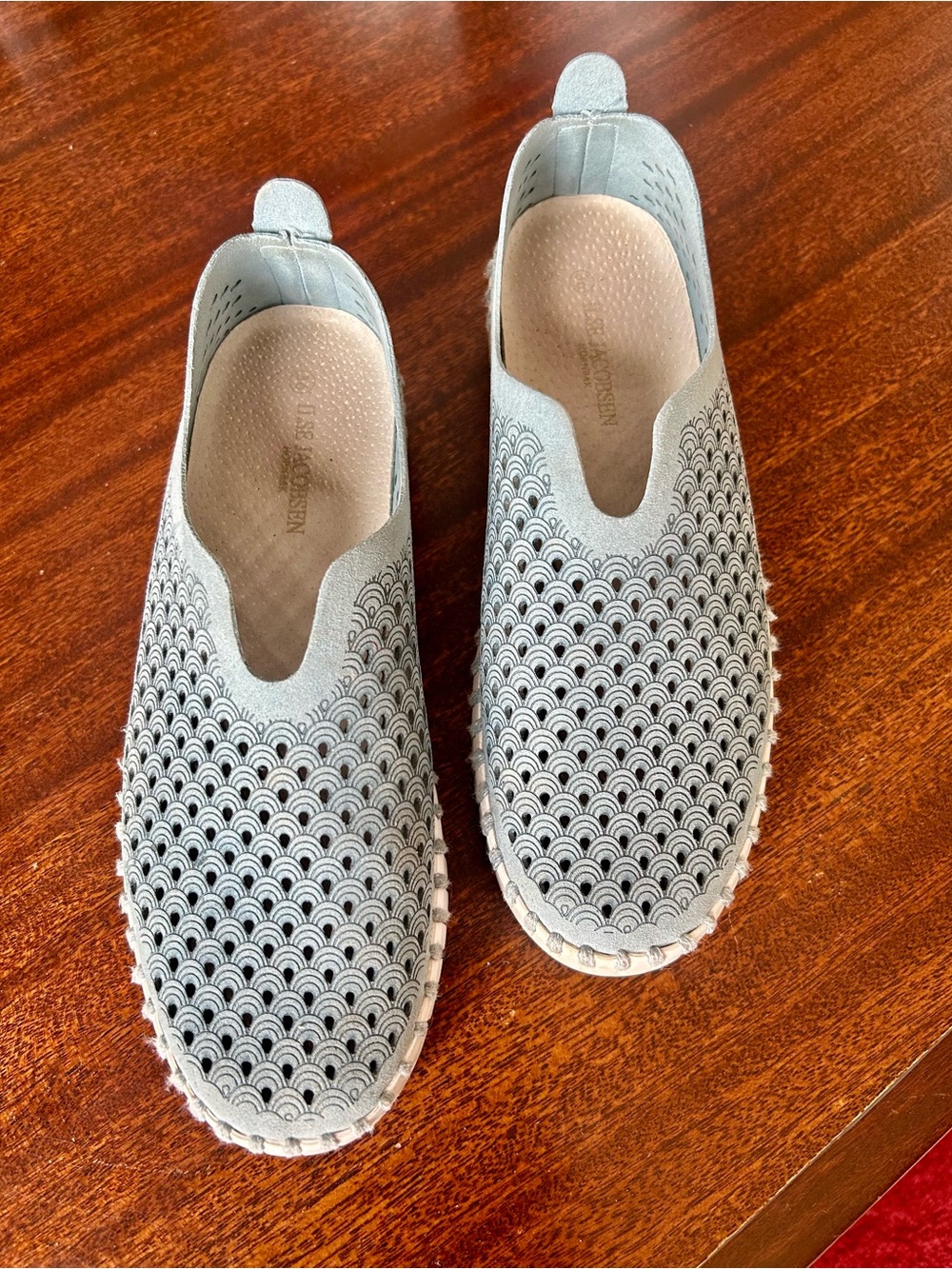Ilse Jacobsen Light Gray Perforated Slip-On Flats